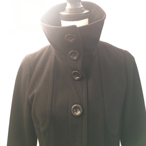 Hm turtleneck wool coat jacket black funnel - Picture 2 of 8
